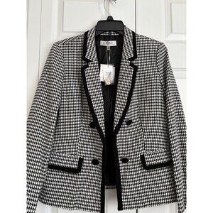 Kasper Blazer Size 10 P Houndstooth Jacket Pockets Executive Career Business